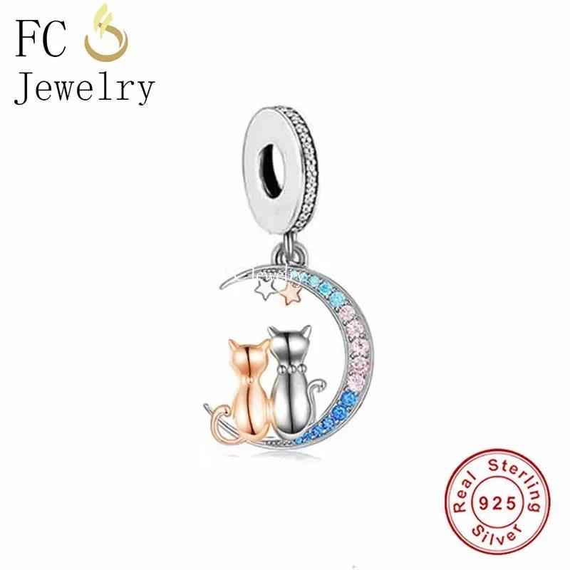 FC Jewelry Fit     925 Silver Cat I Love You To The Moon And Back Bead   Berloque